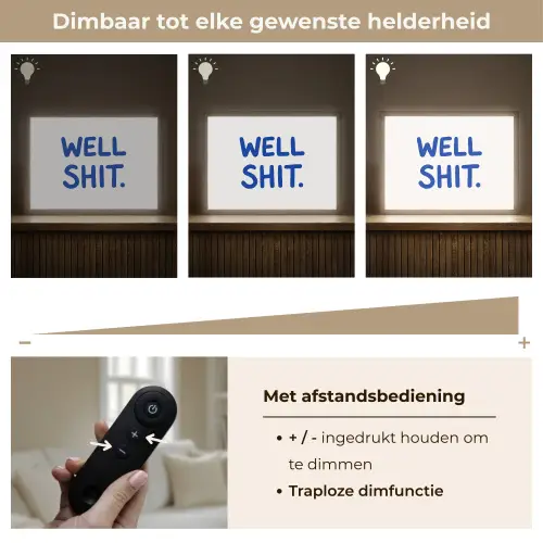 Blauw - Quote - Wit Light Box met batterij (Wandlamp) middel -USP_dimbaarNL