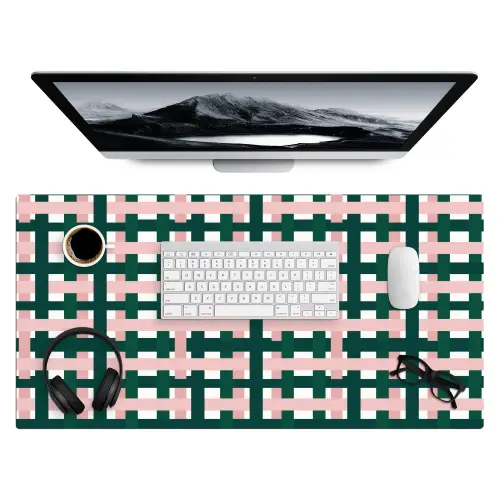 Vlechtpatroon - Groen - Roze - Grafisch Muismat XXL klein 681 -3d
