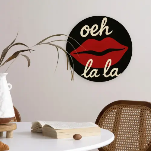 Lip - Rood - Quote Wandcirkel kunststof plaat 5mm dik klein -sfeer4