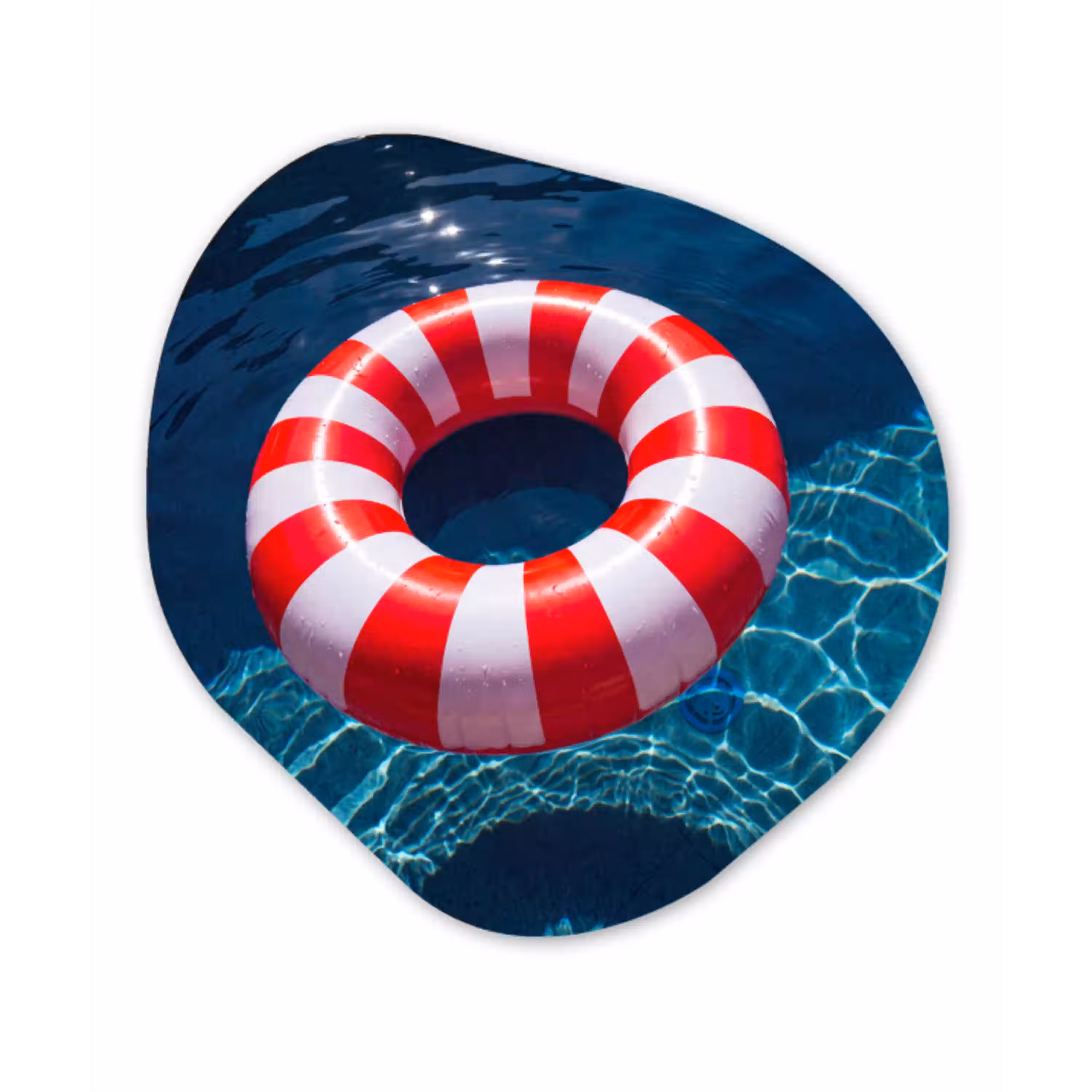 Recreatie - Water - Zomer - Rood - Wit Wandcirkel Organisch Aluminium middel -3d