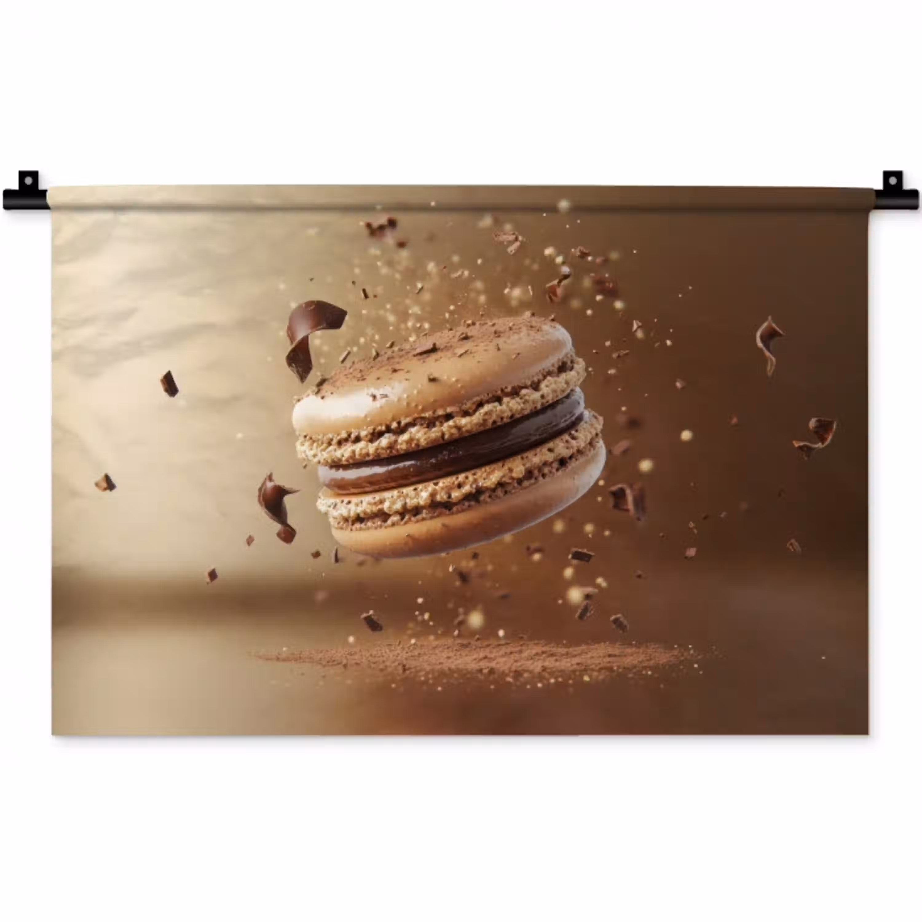 Chocolade - Macarons - Eten - Snoep Wandkleed katoen klein -zz3d