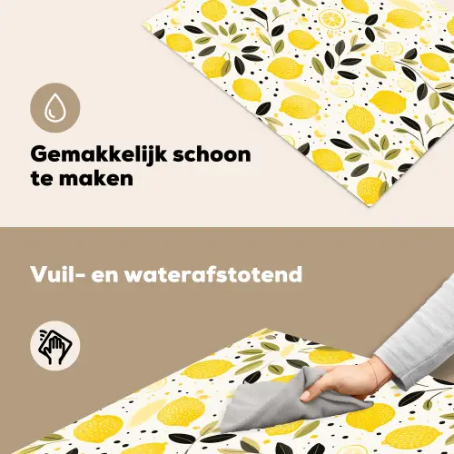 Citroenen - Geel - Wit - Stippen Inductie beschemer met haakjes klein 777 -ky-schoon-nl