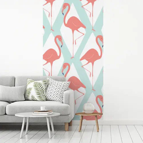 Flamingo - Mintgroen - Ruit fotobehang vinyl groot 64 -woonkamer