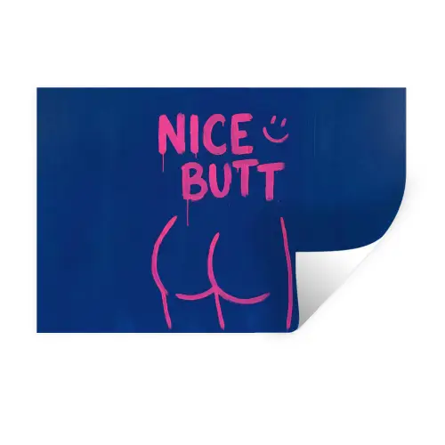 Brutaal - Grappig - Blauw Muursticker klein -3d