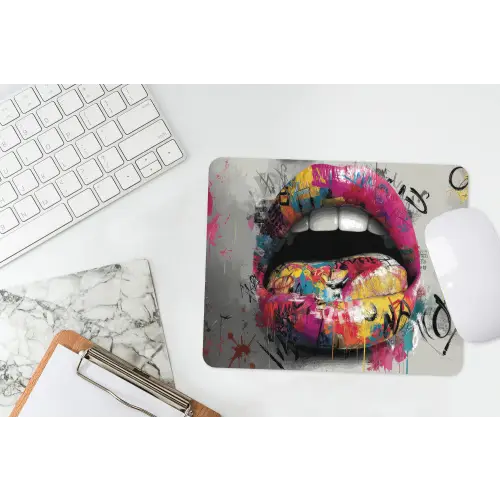 Lippen - Graffiti - Expressief muismat rubber klein -witbureau