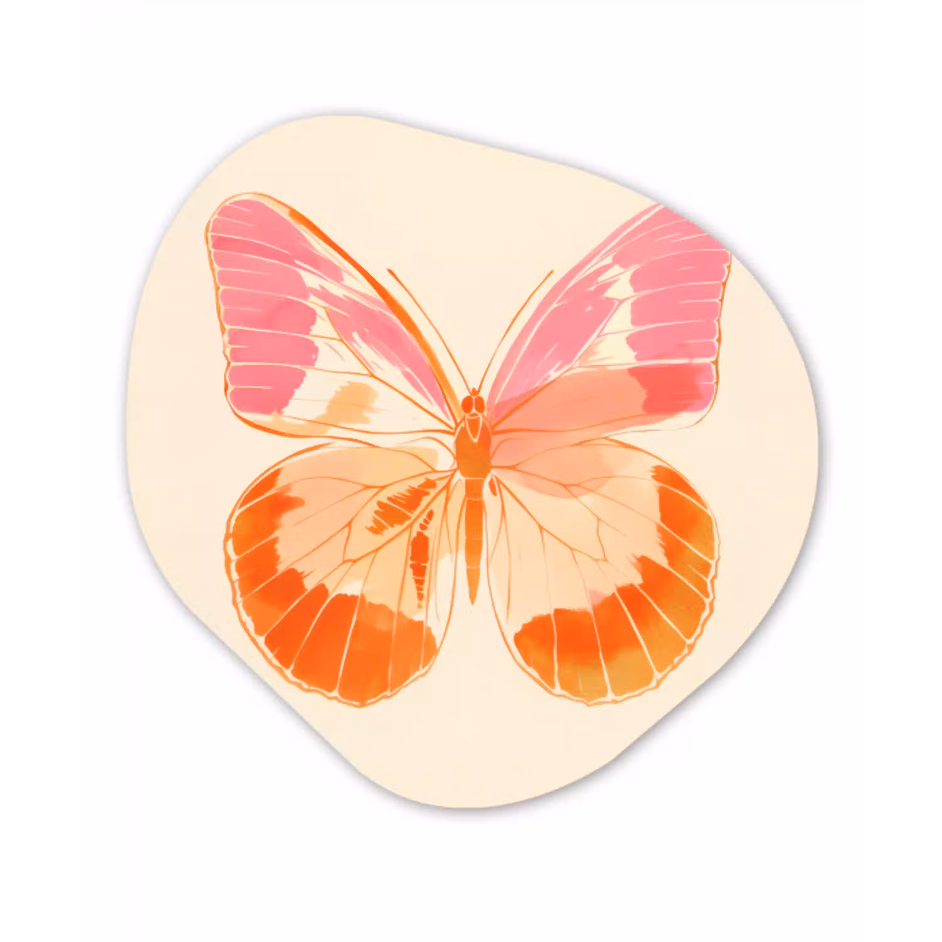 Oranje - Vlinder - Minimalistisch Wandcirkel Organisch Plexiglas middel -3d