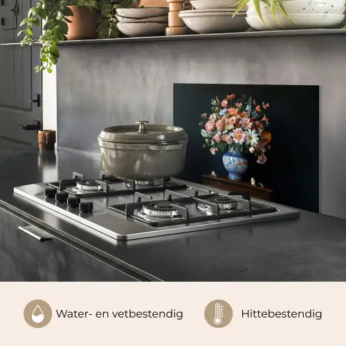 Hout - Vaas - Kleuren - Bloemen keuken achterwand spatscherm klein -usp_NL