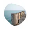 Houten steiger - Helderblauwe lucht Wandcirkel Organisch Forex 3mm klein -3d