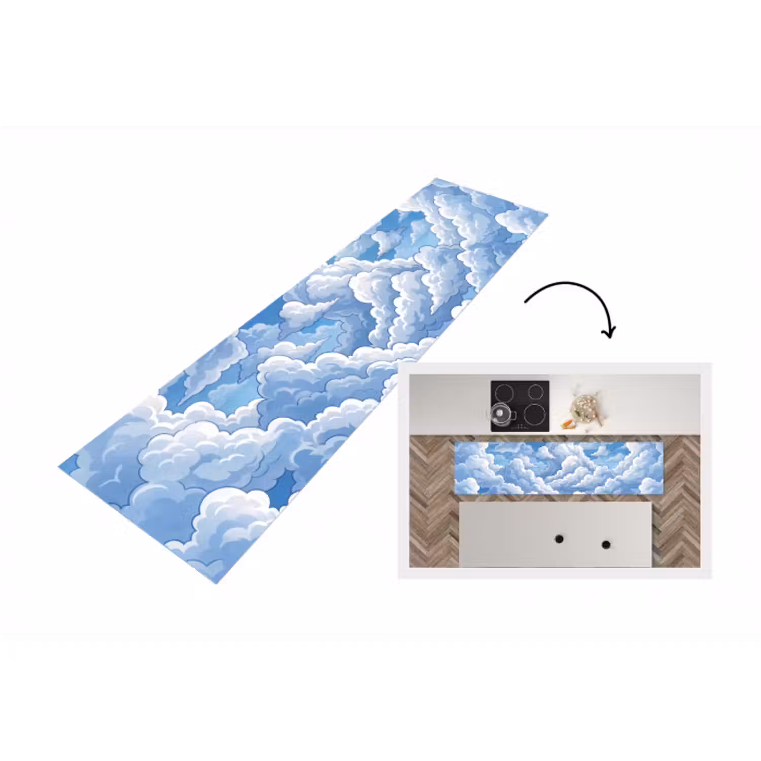 Küchenläufer - Wolken – Himmel – Abstrakt – Weiß