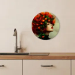 Vrouw - Appels - Rood - Bladeren KitchenYeah - Keuken - Wandcirkel Forex klein -sfeer3