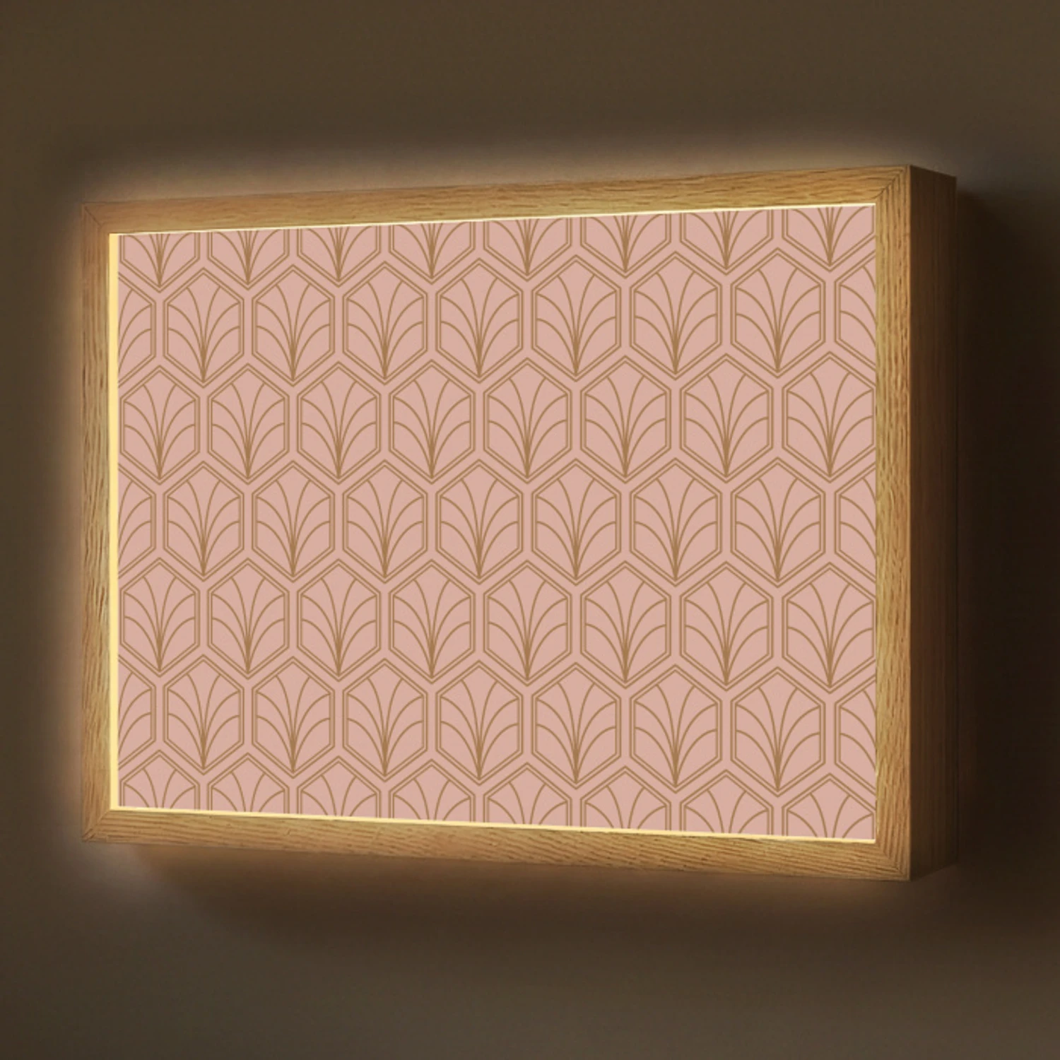 Zalmroze - Patroon - Geometrisch Light Box met batterij (Wandlamp) middel 907 -z3d_website