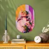 Portret - Vrouw - Abstract - Bloemen Wandcirkel Ovaal Forex klein -sfeer2