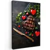 Steak - Hart - Bestek Tuinposter op houten frame 2 cm dik klein -3d