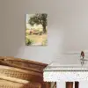 Houten bankje - Bloempotten - Landschap KitchenYeah - Keuken - Canvas klein -sfeer3