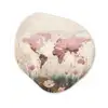 Wereldkaart - Roze - Bloemen Wandcirkel Organisch Plexiglas middel -3d