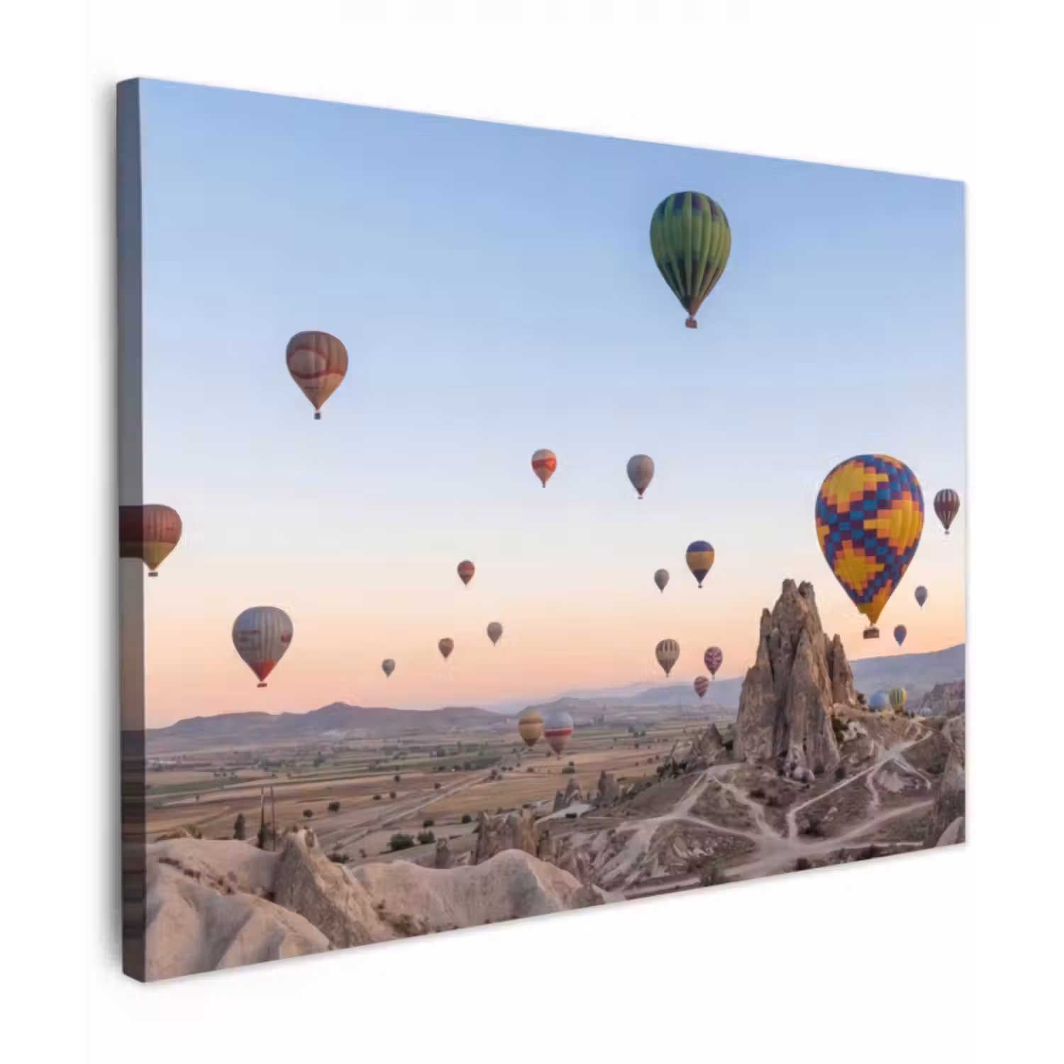 Leinwandbild - Heißluftballons - Felsen - Sonnenaufgang