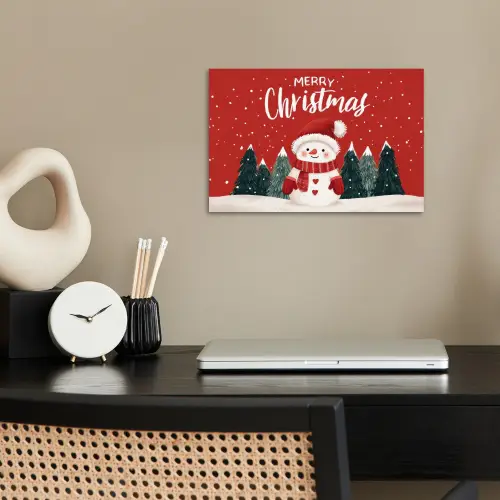 Kerstgroet - Sneeuw - Rood poster papier klein -sfeer1