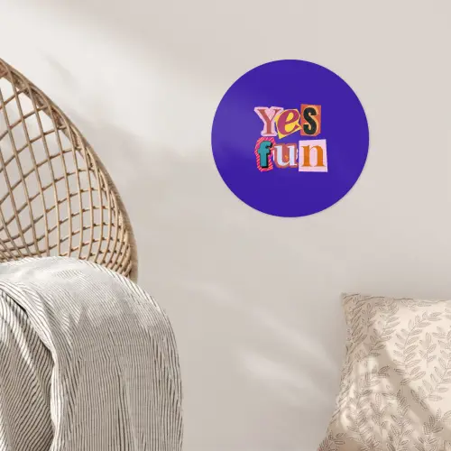 Yes fun - Kleurrijk - Collage-stijl Wandcirkel behangsticker klein -sfeer4