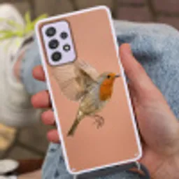 Roodborst - Natuur - Roze Hoesje Samsung Galaxy A52 5G met koord klein -sfeer3