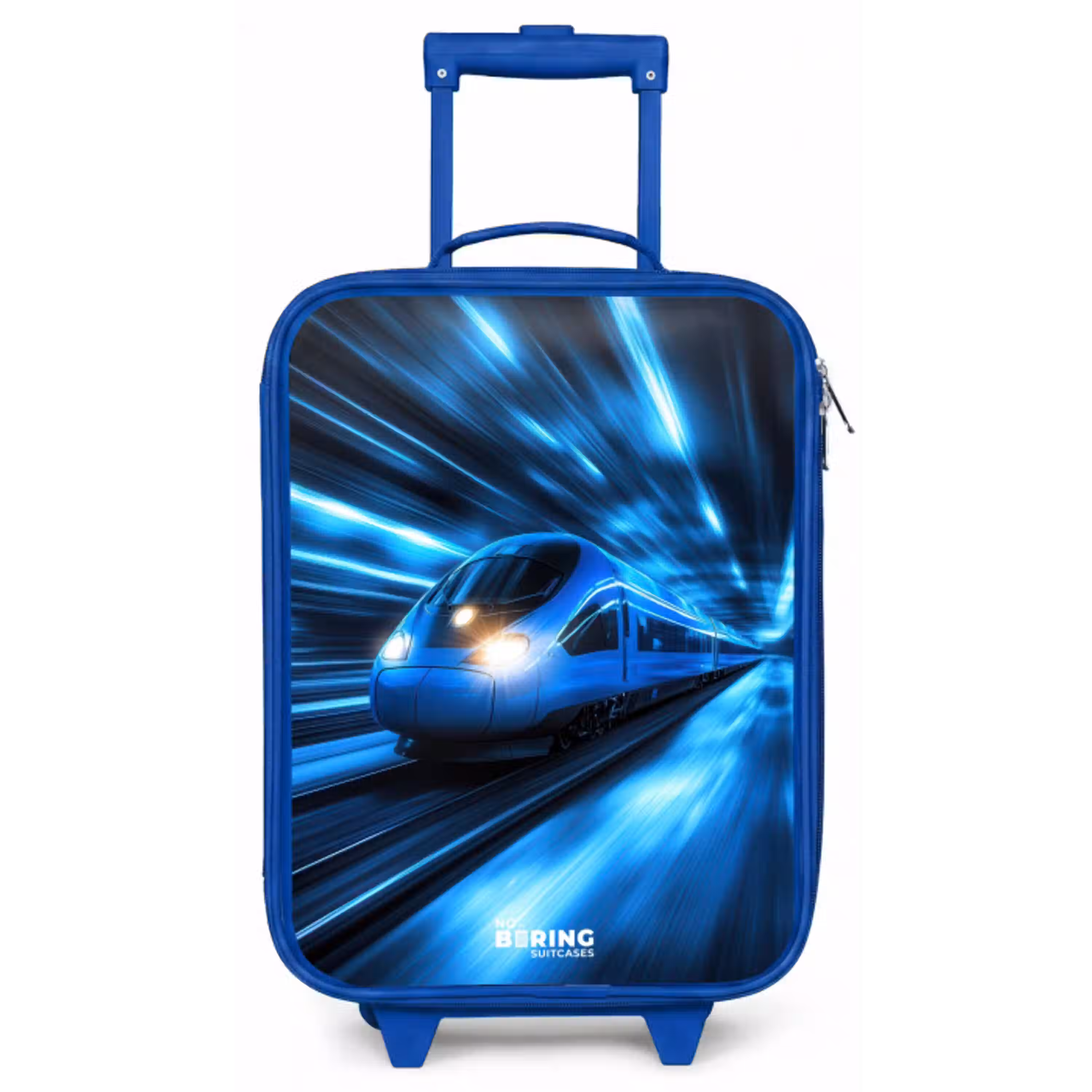 Supersnelle trein in neonblauwe tunnel Kinderkoffer - Blauw klein -zz3dotto