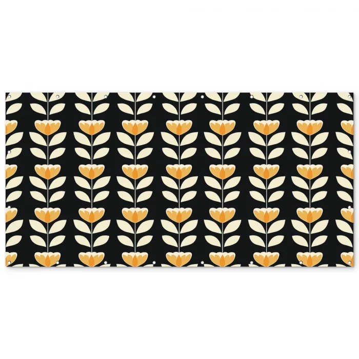 Retro - Bloem - Zwart - Okergeel Balkonbeschermer Duitsland klein 596 -zz_3d