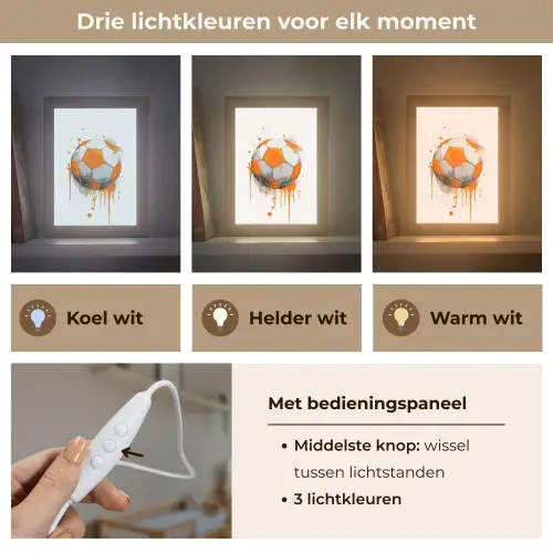 Voetbal - Abstract - Oranje - Verfspatten Light Box met kabel klein -USP_lichtkleurNL