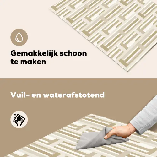 Modern - Geometrisch - Beige Inductie beschemer met haakjes klein 777 -ky-schoon-nl