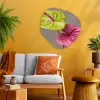 Planten - Anthurium - Groen - Roze Wandcirkel Organisch Aluminium middel -sfeer4