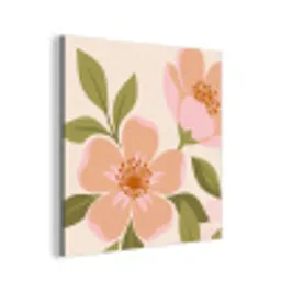 Grafisch - Bloemen - Roze aluminium wit klein -3d