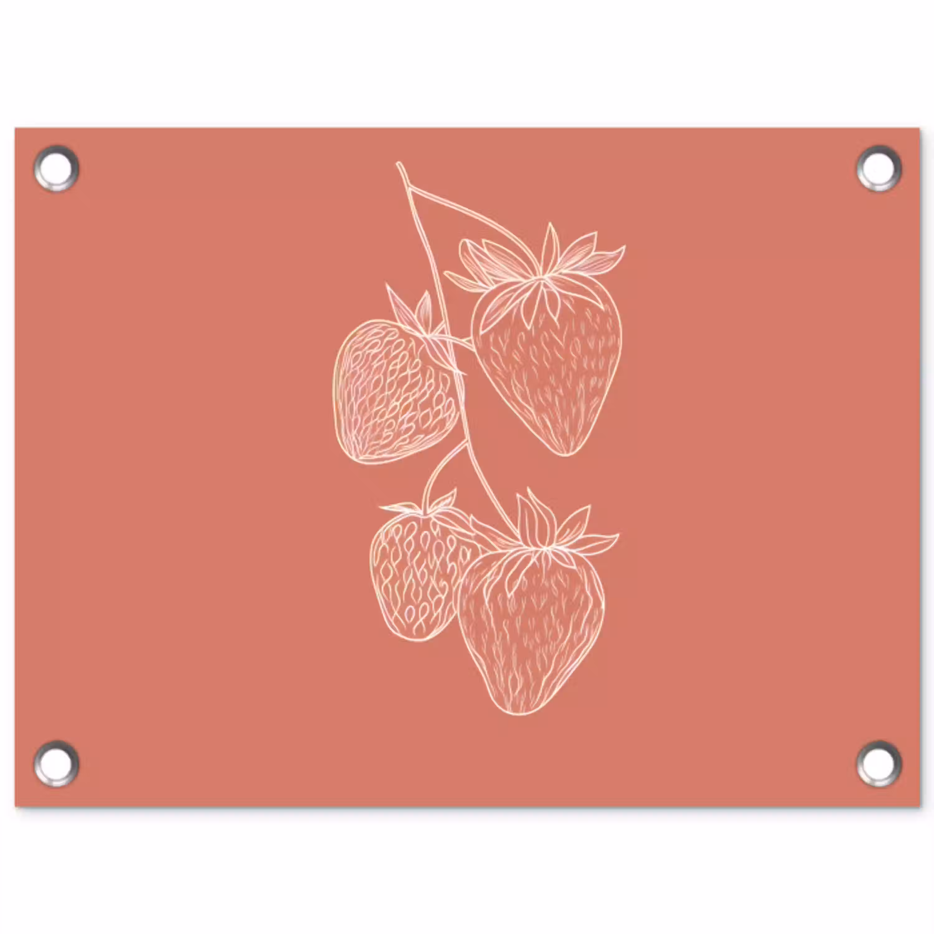 Minimalistisch - Illustratie - Aardbei - Tak tuinposter los doek klein -3d