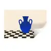 Vaas - Blauw - Geblokt - Modern Muursticker klein -3d