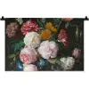 Stilleven met bloemen in een glazen vaas - Schilderij van Jan Davidsz. de Heem Wandkleed katoen klein -zz3d