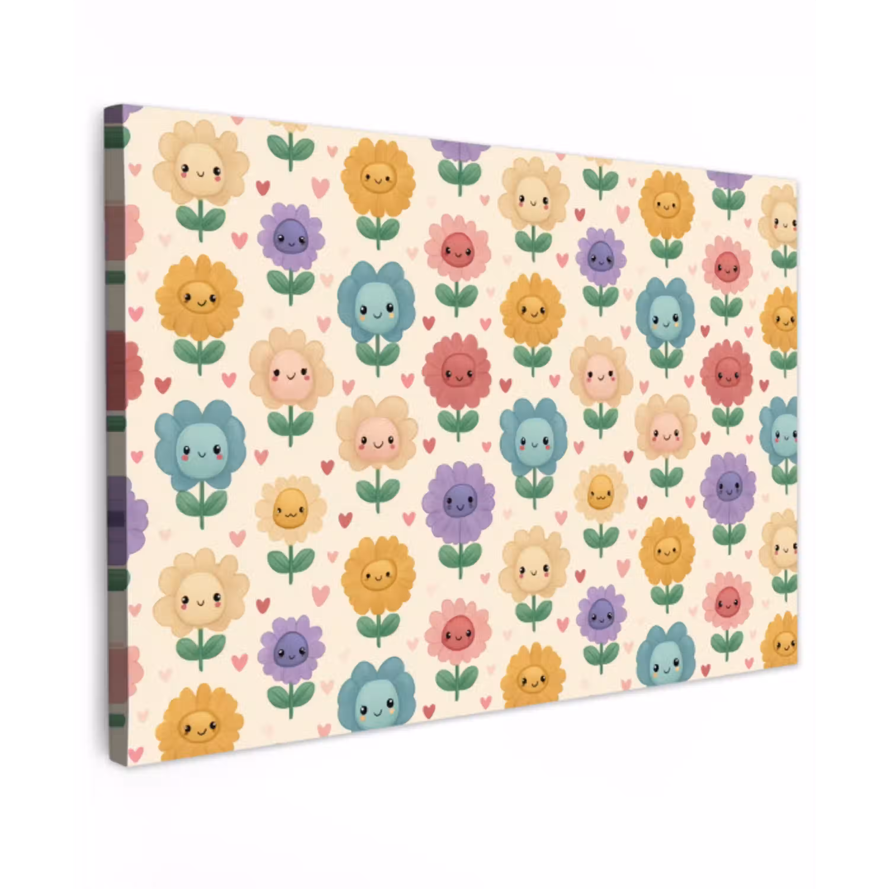 Bloemen - Hartjes - Kleurrijk canvas 2cm klein 34 -z3d