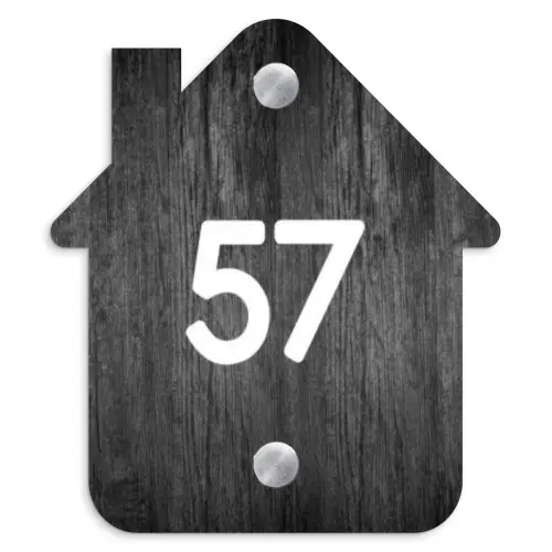 Donker hout - Traditioneel Naambord Huisje klein -3d