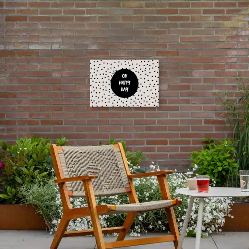 Quotes - Gelukkig - Tekst - Oh happy day Tuinposter op houten frame 2 cm dik klein -sfeer3