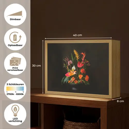Schaal - Boeket - Bloemen Light Box met batterij (Wandlamp) middel -USP_websiteoverzichtNL