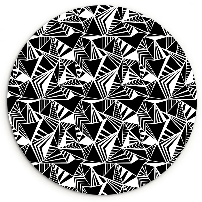 Driehoeken - Geometrisch - Zwart - Wit Wandcirkel plexiglas klein 852 -3d
