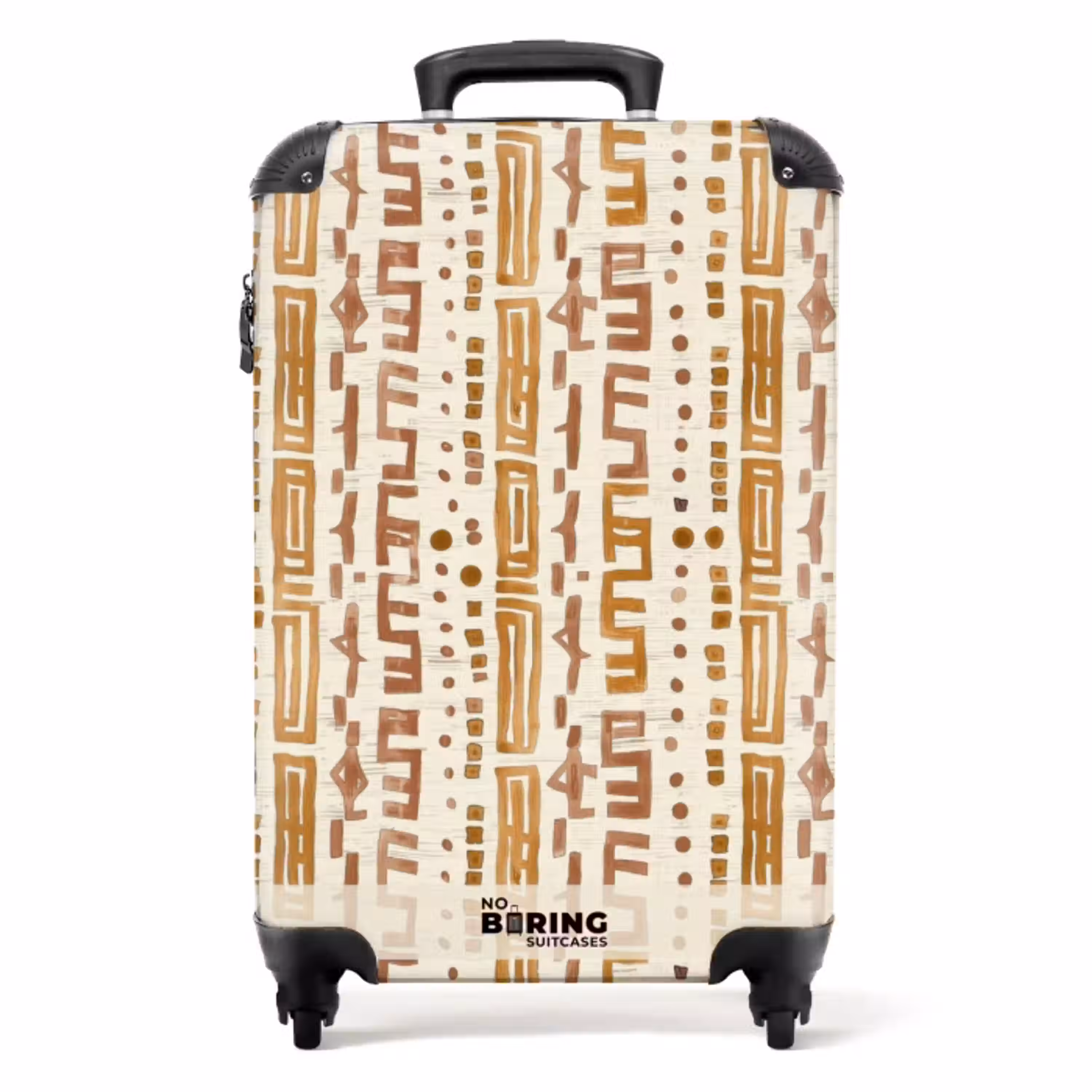 Okergeel - Etnisch - Ambachtelijk - Patroon NBS - Handbagage koffer - Volwassenen Unisex middel -productfoto_recht