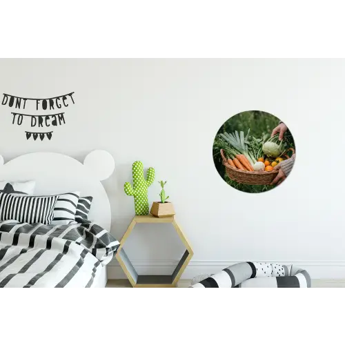Veld - Groenten - Biologisch - Oogst Wandcirkel aluminium klein -kinderkamer
