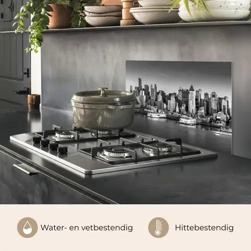 Skyline - Stad - Wolkenkrabbers - Zwart - Wit keuken achterwand spatscherm klein -usp_NL