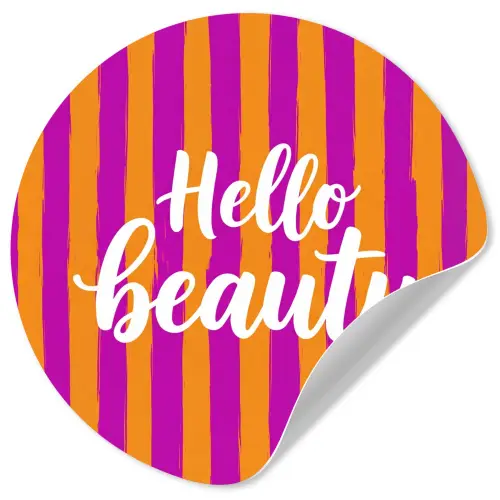 Modern - Hello - Oranje Wandcirkel behangsticker klein -3d