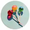 Lollys - Schaduw - Drie - Blauw Wandcirkel kunststof plaat 5mm dik klein -3d
