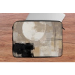 Abstract - Cirkel - Modern - Beige - Zwart - Minimalistisch laptophoes neopreen klein -tafel