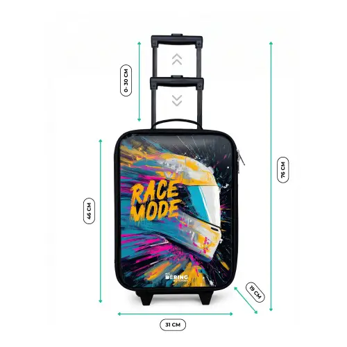 Racehelm - Verfspatten - Penseelstreken - Race mode Kinderkoffer - Zwart klein -productfoto_formaten