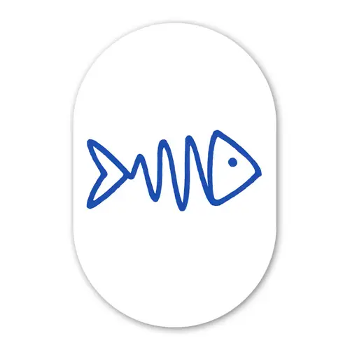 Vis - Minimalistisch - Blauw - Lijn Wandcirkel Ovaal Glas middel -3d