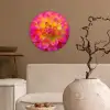 Roze - Dahlia - Kleurrijk Wandcirkel kunststof plaat 5mm dik klein -sfeer1