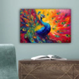 Pauw - Kunst - Schilderij - Pauwenveren canvas 2cm klein -sfeer4