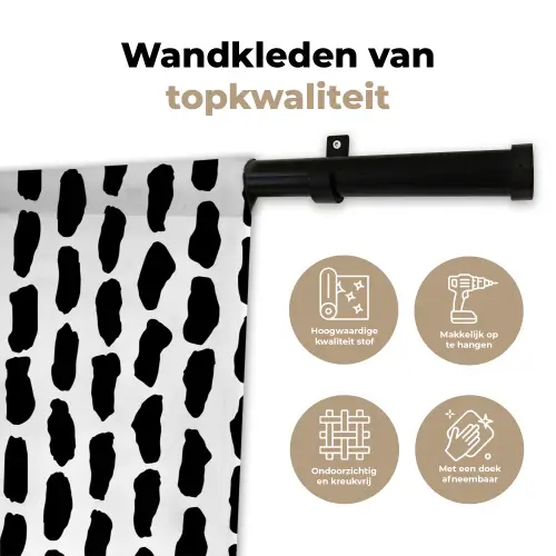 Vorm - Zwart - Wit - Vlekken Wandkleed katoen klein 269 -sfeer2