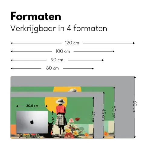 Retro - Meisje - Kat - Zon Muismat XXL klein -sfeer5