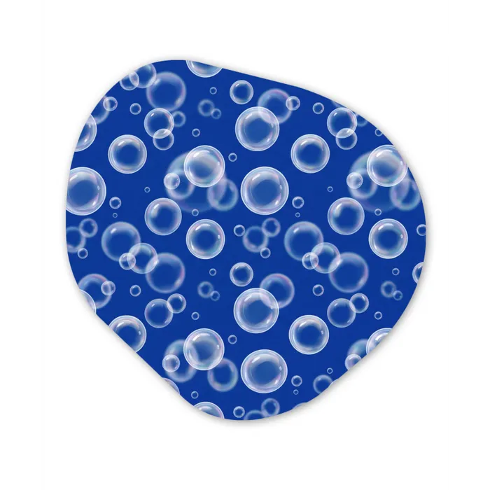 Bubbels - Patroon - Blauw Wandcirkel Organisch Aluminium middel -3d